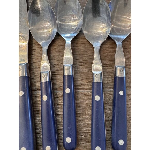 WF Washington Forge Mardi Gras Navy Blue Handle Flatware Taiwan Set of 11 - Picture 11 of 15